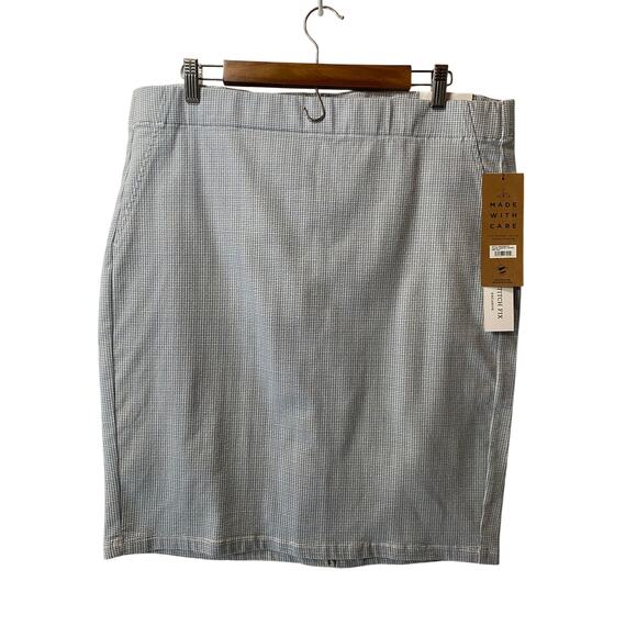 NWT Stitch Fix Liverpool Recycled Cotton Blue Houndstooth Pencil Skirt 16 - Picture 1 of 7